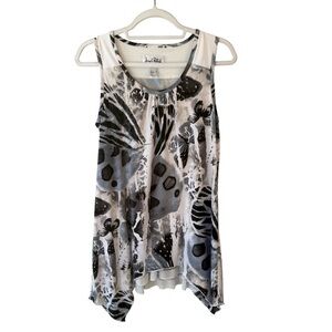 Joseph Ribkoff Black and White Abstract Asymmetrical Patterned Tank Top Size 8